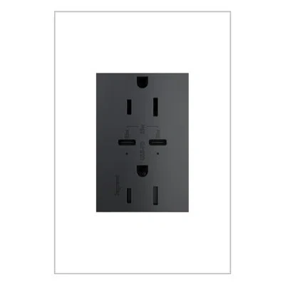 Legrand Adorne® 15a Tamper-resistant Ultra-fast Plus 65w Power Delivery Usb Type-c/c Duplex Outlet, White In Graphite