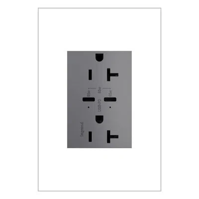 Legrand Adorne® 20a Tamper-resistant Ultra-fast Plus 65w Power Delivery Usb Type-c/c Duplex Outlet, White In Magnesium