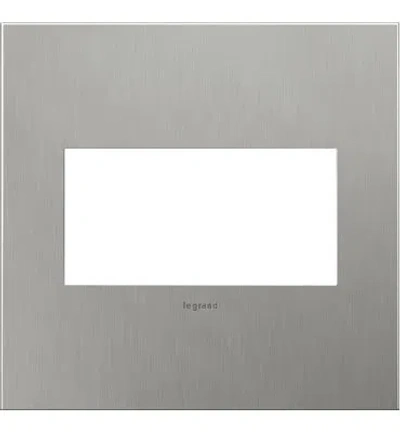 Legrand Adorne Awc2gbs4 Designer Wallplate, 2 Gangs Cast Metal In Gray