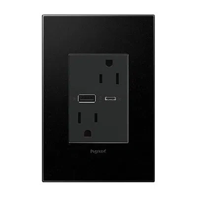 Legrand Adorne Dual-usb, 15a, Ultra-fast Charge, 6 Amp In Black