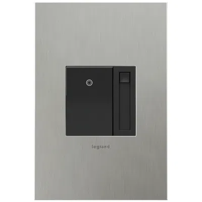 Legrand Adorne Graphite Paddle Led Dimmer W/ Brushed Stainless Wall Plate In Black