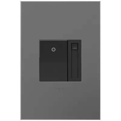 Legrand Adorne Graphite Paddle Led Dimmer With Magnesium Wall Plate In Black