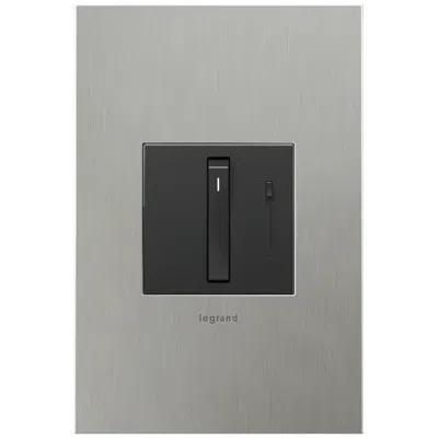 Legrand Adorne Graphite Whisper Dimmer With Brushed Stainless Wall Plate In Black