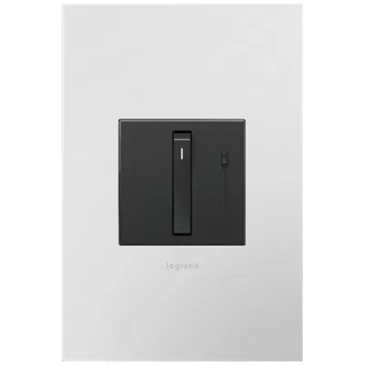 Legrand Adorne Graphite Whisper Dimmer With Powder White Wall Plate In Black