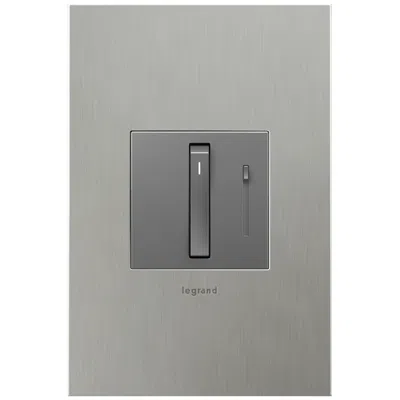 Legrand Adorne Magnesium Whisper Dimmer W/ Brushed Stainless Wall Plate In Gray