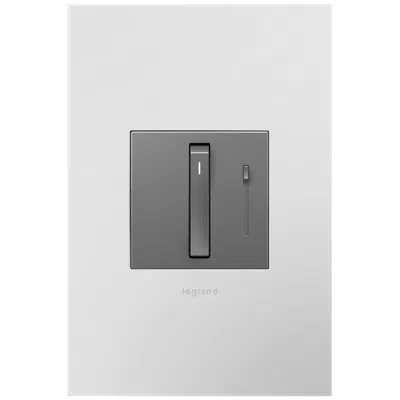 Legrand Adorne Magnesium Whisper Dimmer With Powder White Wall Plate In Gray