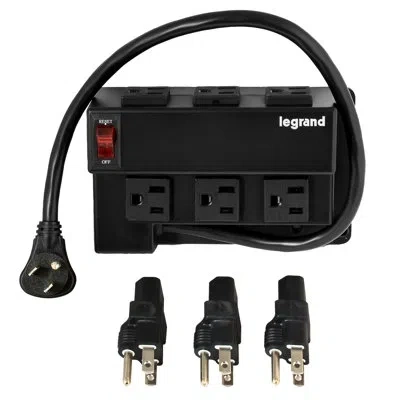 Legrand On-q Enclosure Power Strip Module, Half Width In Black