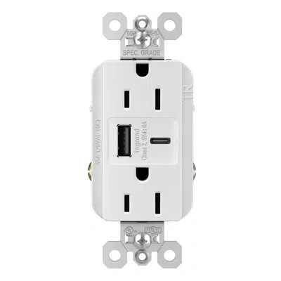 Legrand Pass & Seymour 15 Amp Commercial Grade Ultra Fast Usb Type A/c Outlet In White