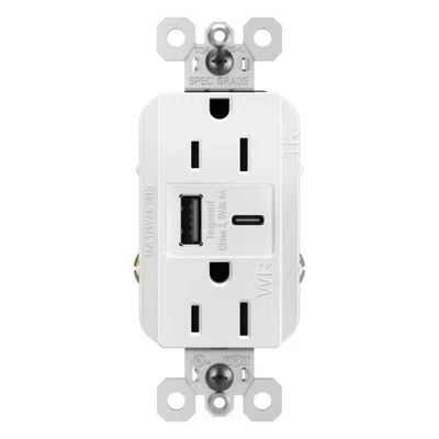 Legrand Pass & Seymour 15 Amp Commercial Grade Weather Resistant Outdoor Ultra Fast Usb Type A/c Outlet In White