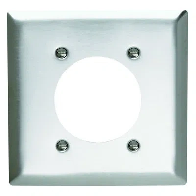 Legrand Pass & Seymour 2 Gang 302/304 Stainless Steel Wall Plate, Power Outlet 2.1563-in Diameter Opening