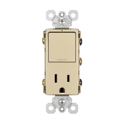Legrand Radiant 15 Amp Combination Single Pole/3-way Switch With Tamper Resistant Outlet In Ivory