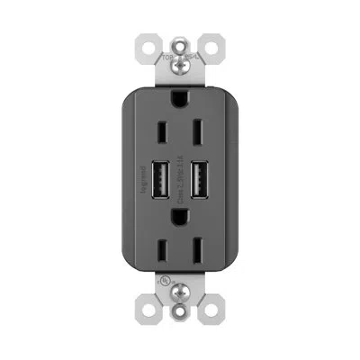 Legrand Radiant 15 Amp Tamper Resistant 3.1a Usb Type A/a Outlet In Black