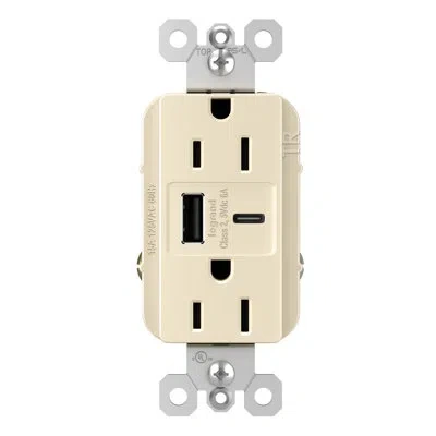 Legrand Radiant 15 Amp Tamper-resistant Ultra-fast Usb Type A/c Outlet In Light Almond