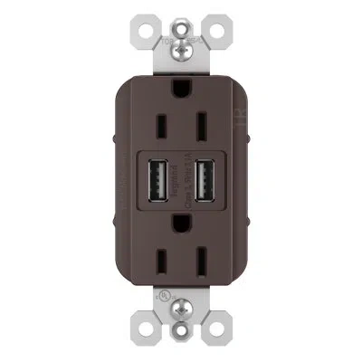 Legrand Radiant 15 Amp Tamper-resistant Usb Type A/a Outlet, Dark Bronze