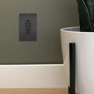Legrand Radiant 15 Amp Tamper-resistant With 3.1a Usb Type A/c Outlet In Black