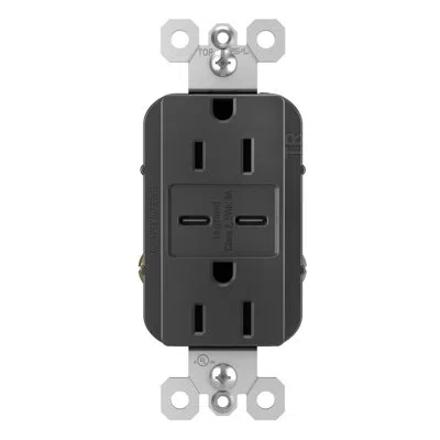 Legrand Radiant 15a Tamper-resistant With Ultra-fast 6.0a Usb Type C/c Outlet In Black