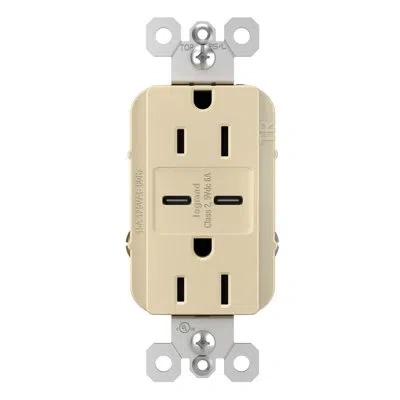 Legrand Radiant 15a Tamper-resistant With Ultra-fast 6.0a Usb Type C/c Outlet In Ivory