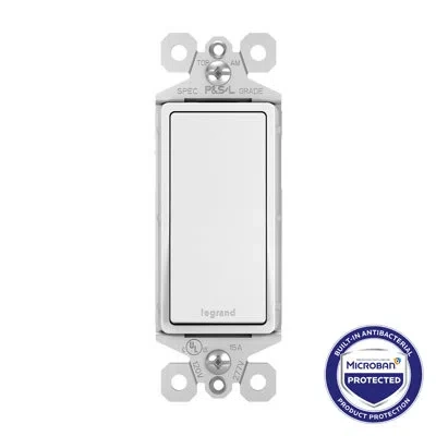 Legrand Radiant 15a Three Way Decorator Rocker Switch With Microban, White