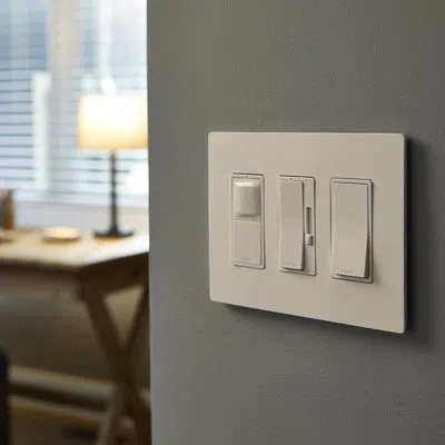 Legrand Radiant 3-gang Decorator Rocker Screwless Wall Plate In Light Almond