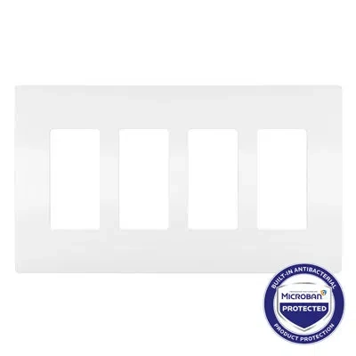 Legrand Radiant 4-gang Decorator Rocker Screwless Wall Plate With Microban In White