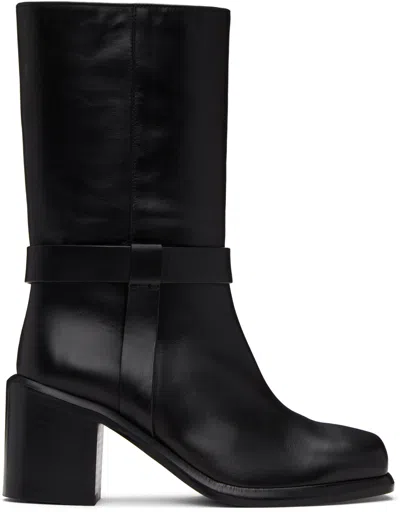Legres Black Square Toe Biker Boots
