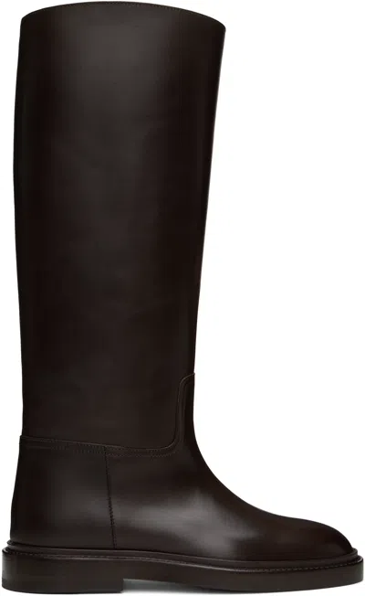 Legres Leather Knee-high Riding Boots In Brown