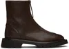 Legres Grained Leather Ankle Boots In Dark Brown