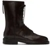 Legres Burgundy Lace-up Combat Boots In Maroon