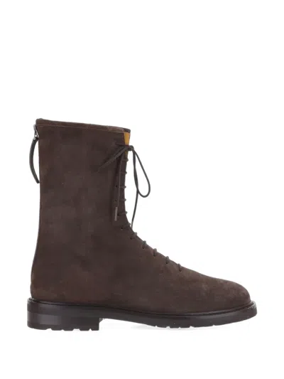 Legres Lace-up Suede Ankle Boots In Brown