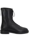 Legres Leather Combat Boots In Black