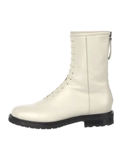 Pre-owned Legres Leather Colorblock Pattern Combat Boots In Neutral