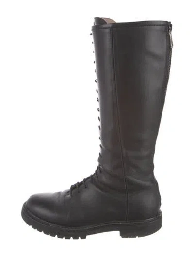 Pre-owned Legres Leather Combat Boots In Black