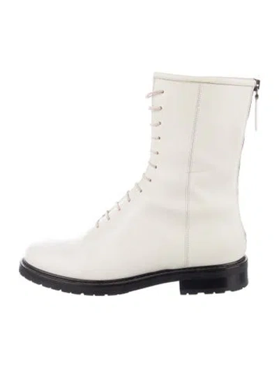 Pre-owned Legres Leather Combat Boots In White