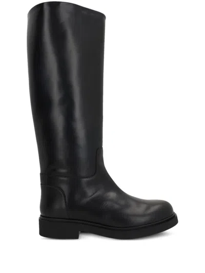 Legres Leather Knee Boots In Black