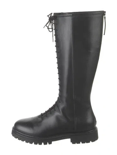 Pre-owned Legres Leather Lace-up Boots In Black