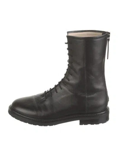 Pre-owned Legres Leather Lace-up Boots In Black