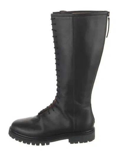 Pre-owned Legres Leather Lace-up Boots In Black
