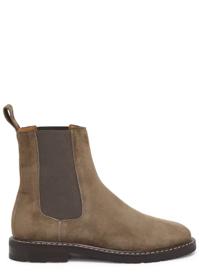 Legres Suede Chelsea Ankle Boots In Khaki