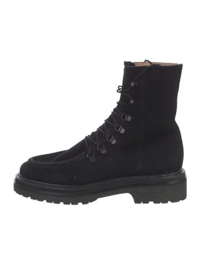 Pre-owned Legres Suede Lace-up Boots In Black