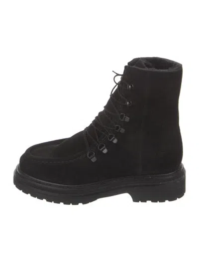 Pre-owned Legres Suede Lace-up Boots In Black