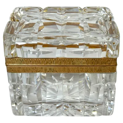 Pre-owned Lehmann Charles X Style French Ormolu Optic Cut Crystal Box, Signed  France In Gray
