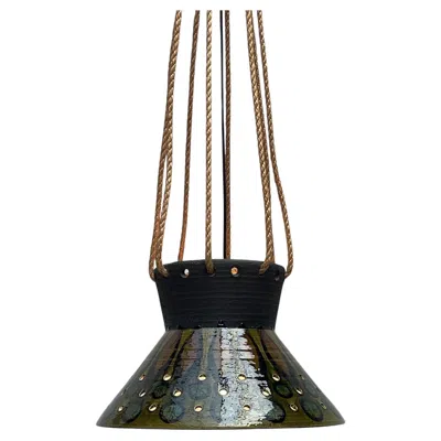 Pre-owned Lehmann Mid-century Modern Danish Studio Pottery Pendant Lamp,  Keramik, 1960s In Black