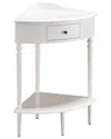 Leick Home 1-drawer Solid Wood Corner Stand With Shelf In White