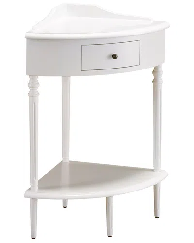 Leick Home 1-drawer Solid Wood Corner Stand With Shelf In White