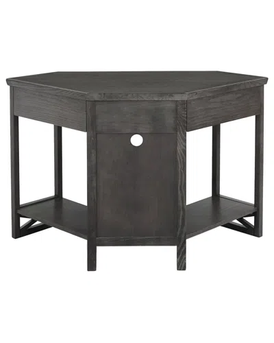 Leick Home 84430 Oak Computer/writing Corner Desk With Drawer In Gray