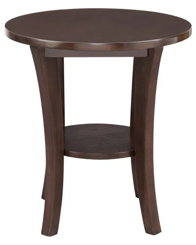 Leick Home Boa Solid Wood Round End Table With Shelf In Brown