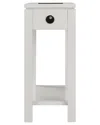 Leick Home Cade Wood End Table With Drawer & Ac/usb Outlet In White