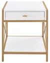 Leick Home Claudette Mixed Metal & Wood 1-drawer End Table With Shelf In Gold