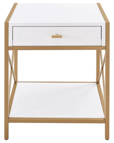 Leick Home Claudette Mixed Metal & Wood 1-drawer End Table With Shelf In Gold