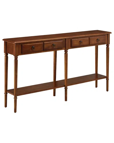Leick Home Coastal Notions Solid Wood Console Table With Shelf In Brown